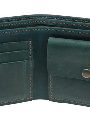Шкіряний чоловічий гаманець портмоне з натуральної шкіри зелений