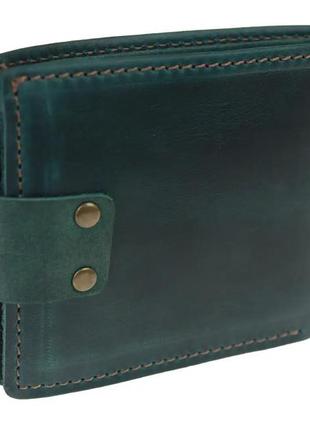 Шкіряний чоловічий гаманець портмоне з натуральної шкіри зелений3 фото
