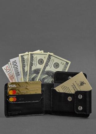 Шкіряний чоловічий гаманець портмоне з монетницею з натуральної шкіри чорний4 фото