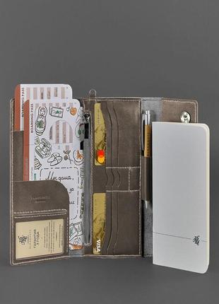 Тревел-кейс кошелек органайзер клатч портмоне из натуральной кожи темно-бежевый6 фото