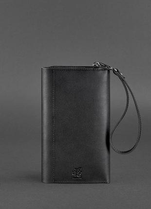Тревел-кейс кошелек органайзер клатч портмоне из натуральной кожи черный4 фото