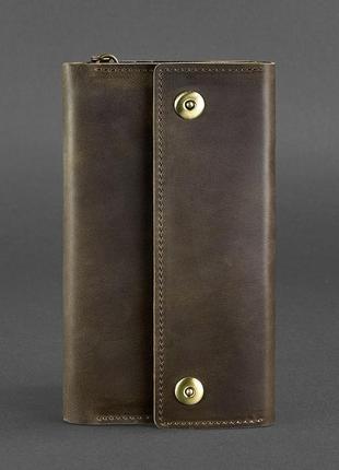 Тревел-кейс кошелек органайзер клатч портмоне из натуральной кожи темно-коричневый