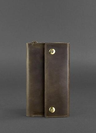 Тревел-кейс кошелек органайзер клатч портмоне из натуральной кожи темно-коричневый2 фото