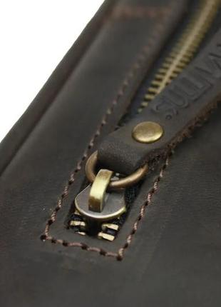 Маленькая мужская кожаная сумка барсетка клатч на руку коричневая gmsmmbk145 фото