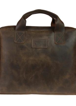 Кожаная мужская сумка для документов а4 с ручками большая горизонтальная через плечо коричневая smg207 фото