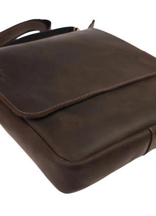 Мужская кожаная сумка через плечо планшет мессенджер с ручкой коричневая gmsmvp1454 фото