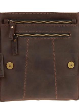 Чоловіча шкіряна сумка через плече планшет месендджер з клапаном коричнева gmsmvp1153 фото