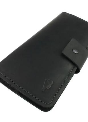 Женский кожаный кошелек купюрник из натуральной кожи черный2 фото