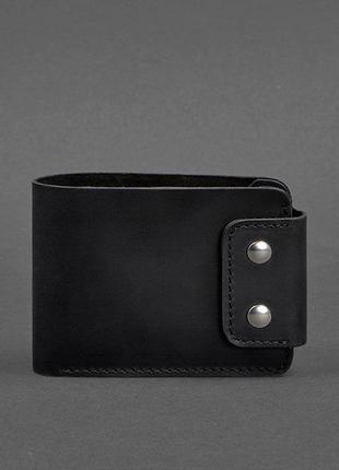 Шкіряний чоловічий гаманець портмоне з монетницею з натуральної шкіри чорний1 фото