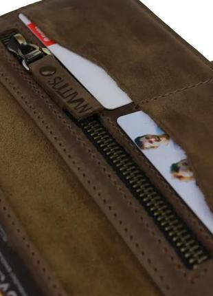Женский кожаный кошелек купюрник из натуральной кожи оливковый7 фото