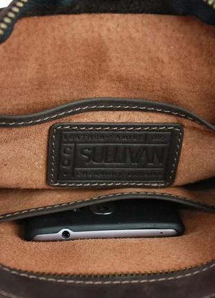 Чоловіча шкіряна сумка через плече планшет месендджер з клапаном коричнева gmsmvp859 фото