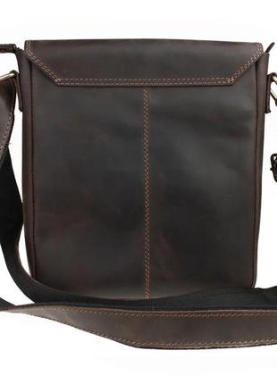 Мужская кожаная сумка через плечо планшет мессенджер с клапаном коричневая gmsmvp1174 фото