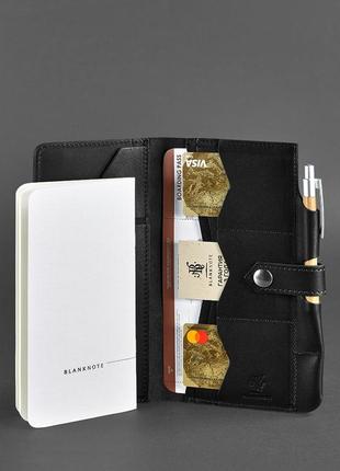 Тревел-кейс гаманець органайзер портмоне з натуральної шкіри чорний5 фото