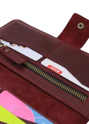 Жіночий шкіряний гаманець купюрник з натуральної шкіри марсала5 фото