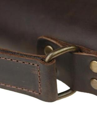 Мужская кожаная сумка-барсетка с ручкой через плечо планшет мессенджер с клапаном коричневая gmsmvp1004 фото