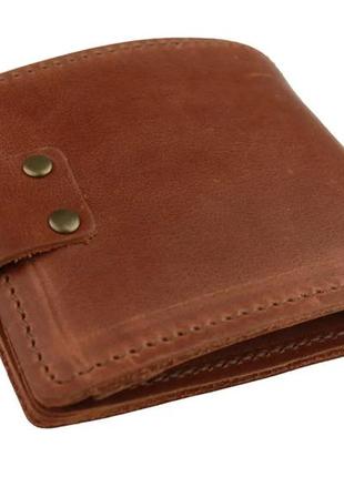 Маленький кожаный женский кошелек портмоне из натуральной кожи светло-коричневый4 фото