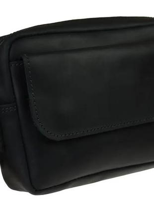Маленькая мужская кожаная сумка барсетка клатч на руку черная gmsmmbk16