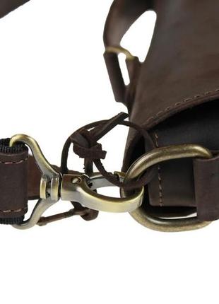 Шкіряна чоловіча сумка портфель для документів а4 з ручкою велика горизонтальна через плече коричнева smg186 фото
