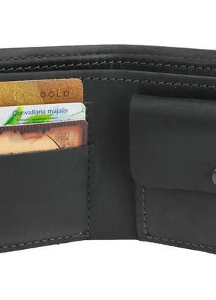 Кожаный мужской кошелек портмоне из натуральной кожи черный