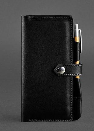 Тревел-кейс гаманець органайзер портмоне з натуральної шкіри вугільно-чорний1 фото
