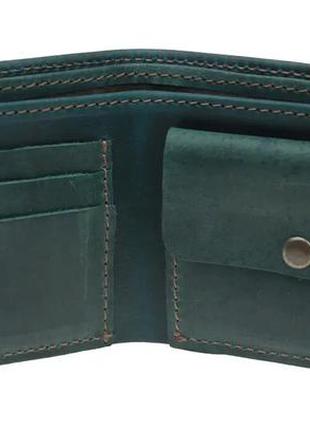 Маленький кожаный женский кошелек портмоне из натуральной кожи зеленый