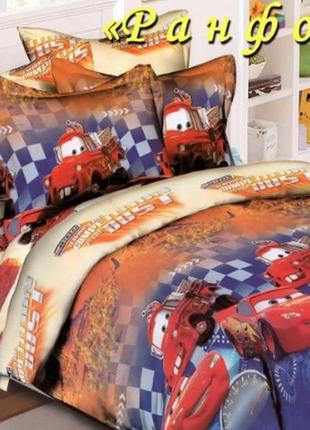 Дитяча постіль ранфорс україна гарна якість полуторне ліжко дитяче тачки тачкі