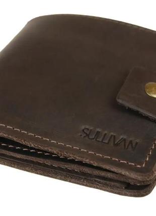 Маленький кожаный женский кошелек портмоне из натуральной кожи с прозрачными карманами коричневый2 фото