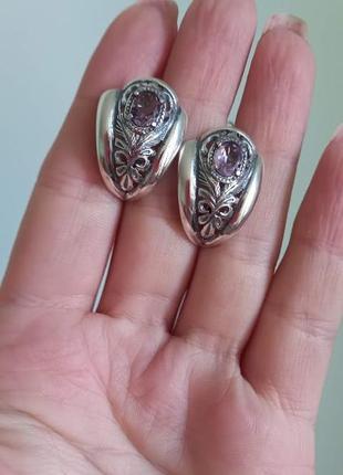Серебряные серьги с аметистом