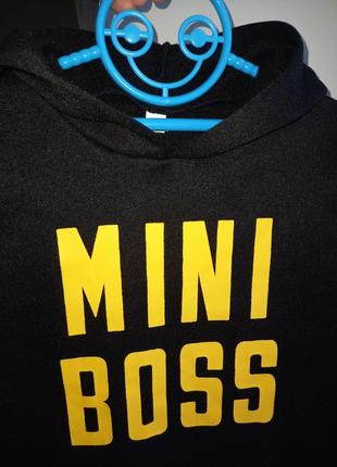 Модна толстовка спортивна кофта худі пайта на флісі mini boss для хлопчика по бірці зріст 100 це десь 3-4 роки3 фото