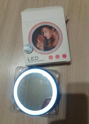 Карманное косметическое зеркало с led подсветкой для макияжа3 фото