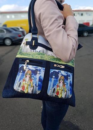 Вместительная джинсовая сумка - только чёрная2 фото