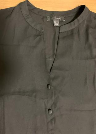 Рубашка блуза черная базовая шифон стоечка длинный рукав, 16/44/12 (2489)5 фото