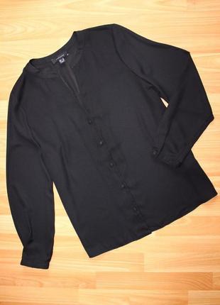Рубашка блуза черная базовая шифон стоечка длинный рукав, 16/44/12 (2489)7 фото