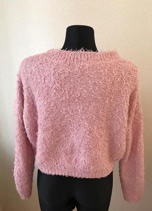 Розовый пушистый объемный оверсайз свитер без горла brave soul xs2 фото
