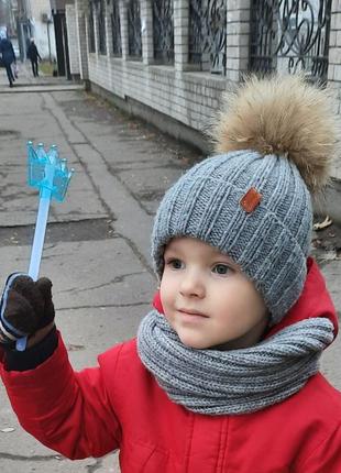 Зимовий комплект, шапка та хомут, зимняя шапка с хомутом