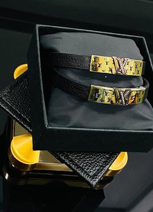 Браслет шкіряний чорний жіночий у стилі louis vuitton браслет лупи вінон