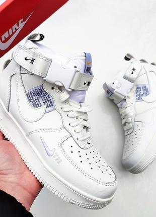 Зимові жіночі кросівки nike air force 1 mid 07 white білі❄️2 фото