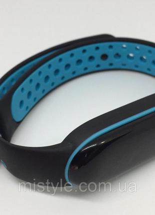 Ремінець mi band 5 mi smart band 6 чорний з блакитним