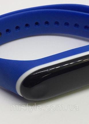Ремінець для mi band 3 mi band 4 мі бенд 4 двоколірний синій з білим