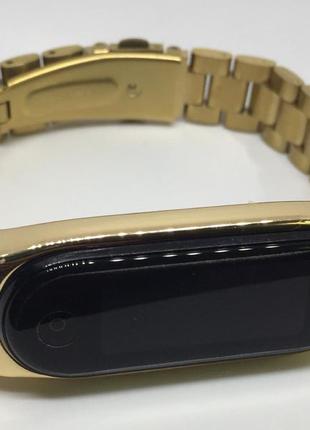 Металлический ремешок mi band 5 mi smart band 5 крупное звено золото mijobs