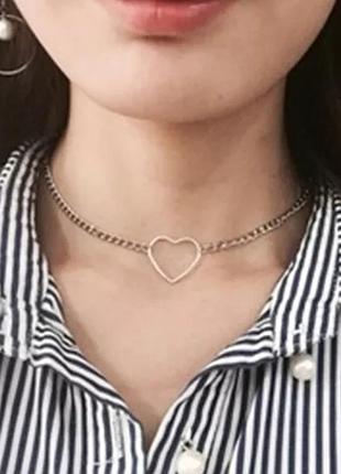 🆕 чокер с металлическим сердечком, колье с сердцем