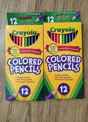 Дитячі кольорові олівці дерев'яні crayola, дуже яскраві класні usa