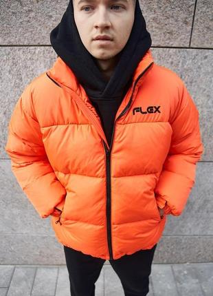 Мужская зимняя куртка оверсайз оранжевая flex до -25*с | мужской теплый пуховик зимний...