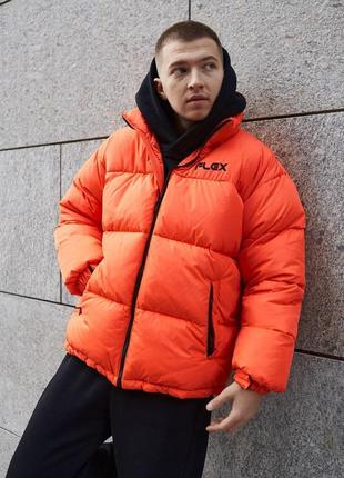 Мужская зимняя куртка оверсайз оранжевая flex до -25*с | мужской теплый пуховик зимний...