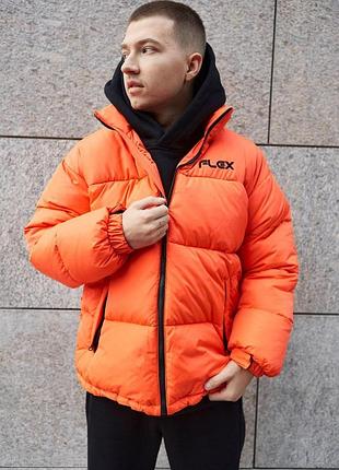 Мужская зимняя куртка оверсайз оранжевая flex до -25*с | мужской теплый пуховик зимний...