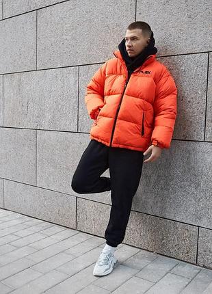 Мужская зимняя куртка оверсайз оранжевая flex до -25*с | мужской теплый пуховик зимний...