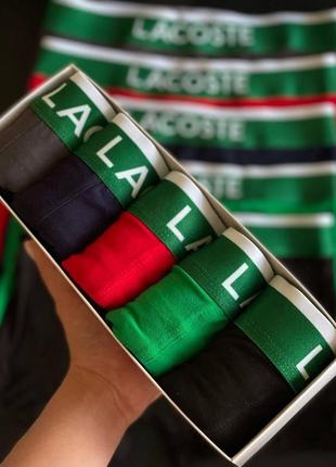 Мужской набор трусов lacoste | комплект мужского белья лакост их хлопка 5 шт боксеры