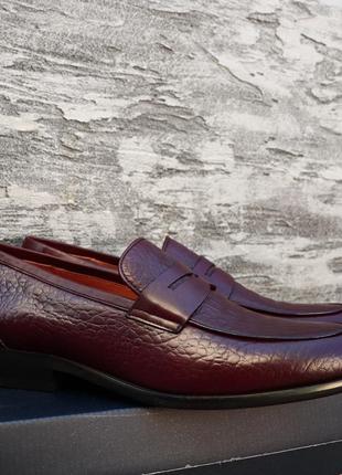 Чоловічі туфлі лофери з принтом із натуральної шкіри, коричневі сенсор україна3 фото