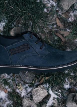 Синие мужские ботинки из нубука 40 размер6 фото