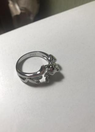 Кольцо кольца кот котик летающая лиса серебро стерлинговое 9256 фото